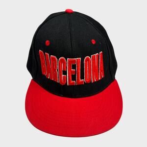 Barcelona 3D Embroidered Snapback Baseball Hat Black Red
